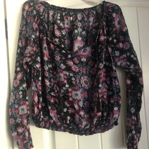 HOLLISTER Sheer Floral Blouse Women’s Top Size M